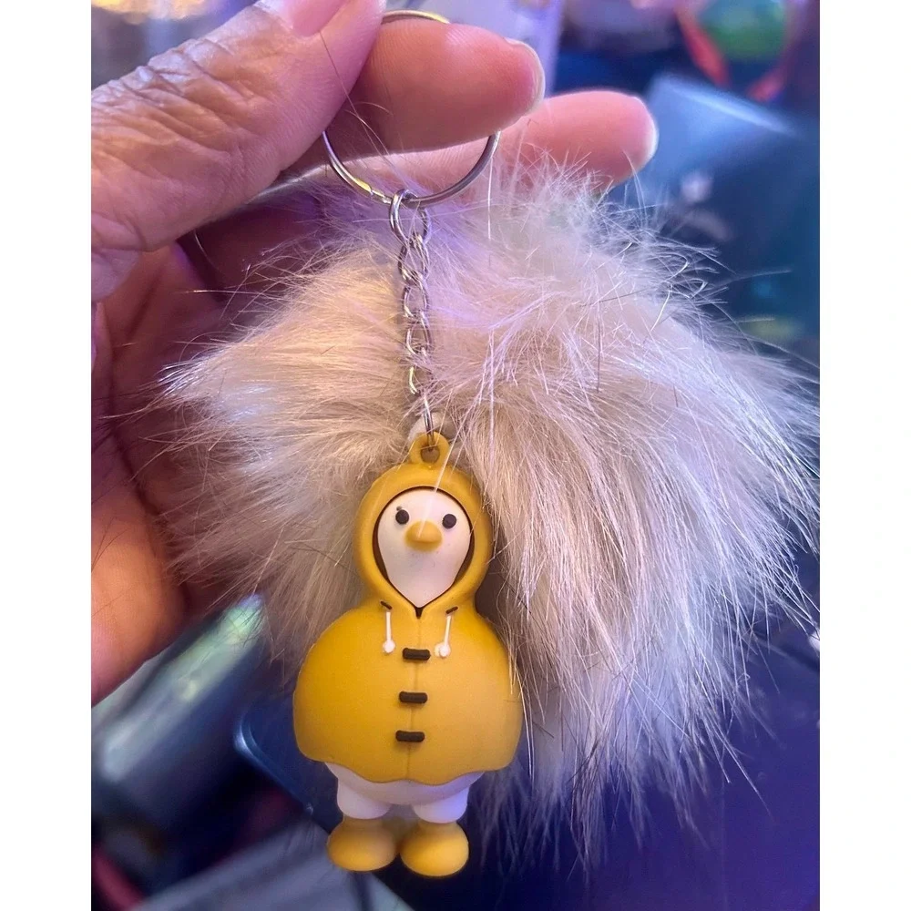 Fun furry Goose in a raincoat Keychain